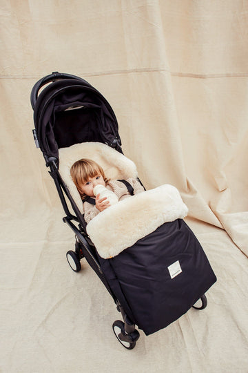 Footmuff 100% merino sheepskin - Puffmuff Milk - BINIBAMBA